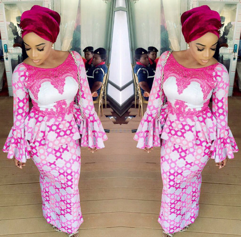 Ankara pink top and skirt