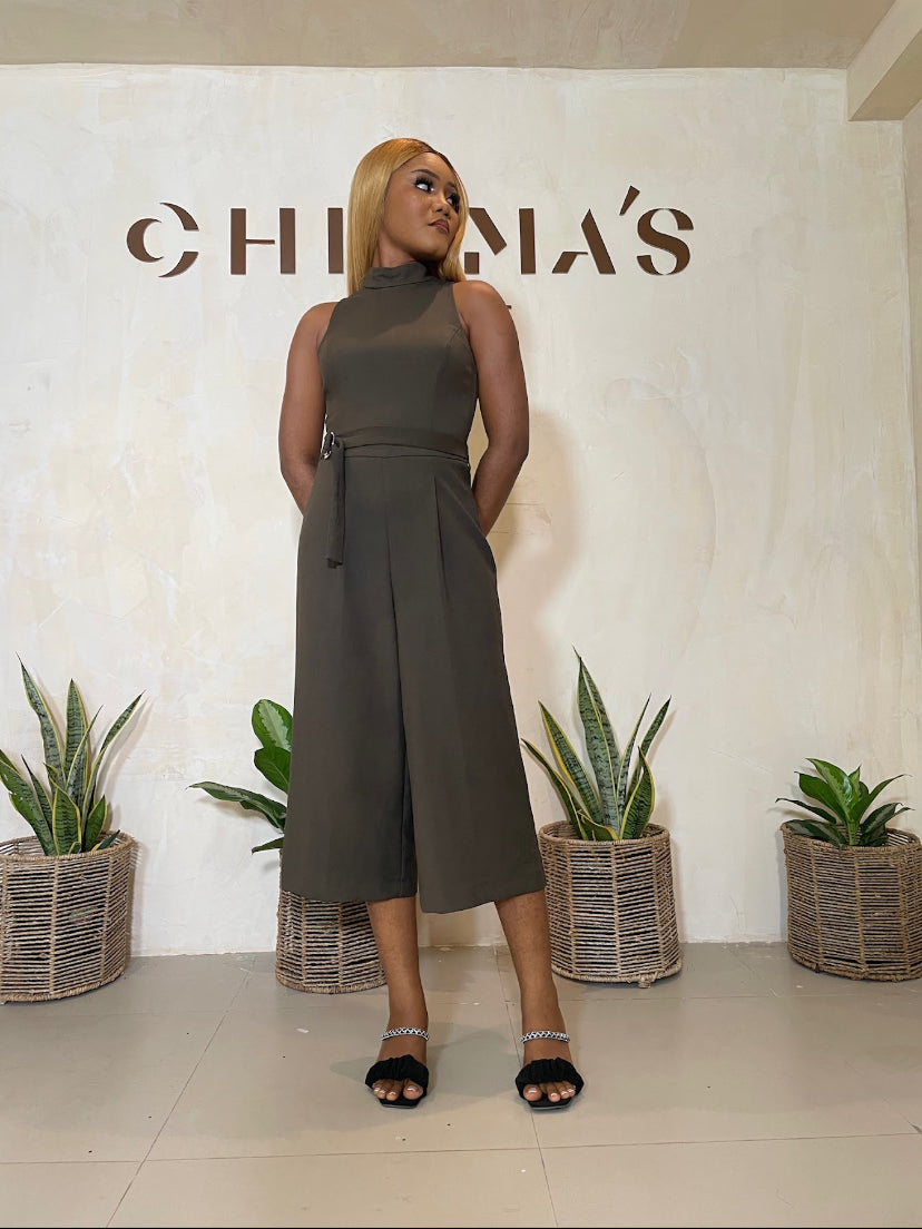 Plain green jumpsuit