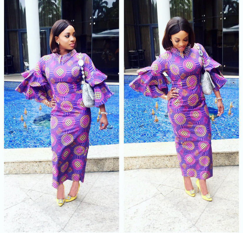 Purple Ankara pencil gown Chiomas closet