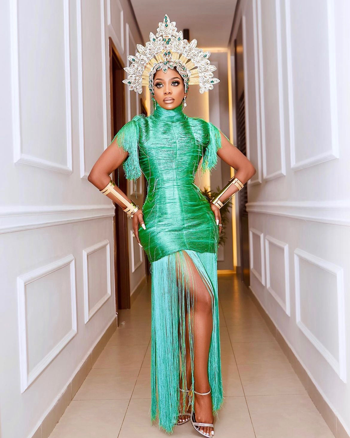 Weizdhurm franklyn Green Threaded Dress