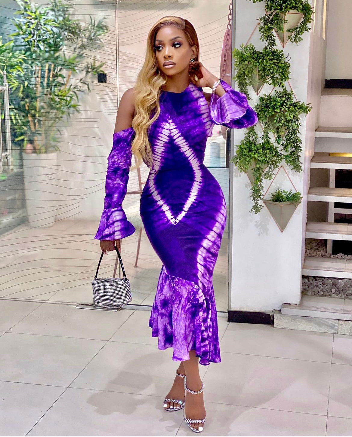 Purple adire dress