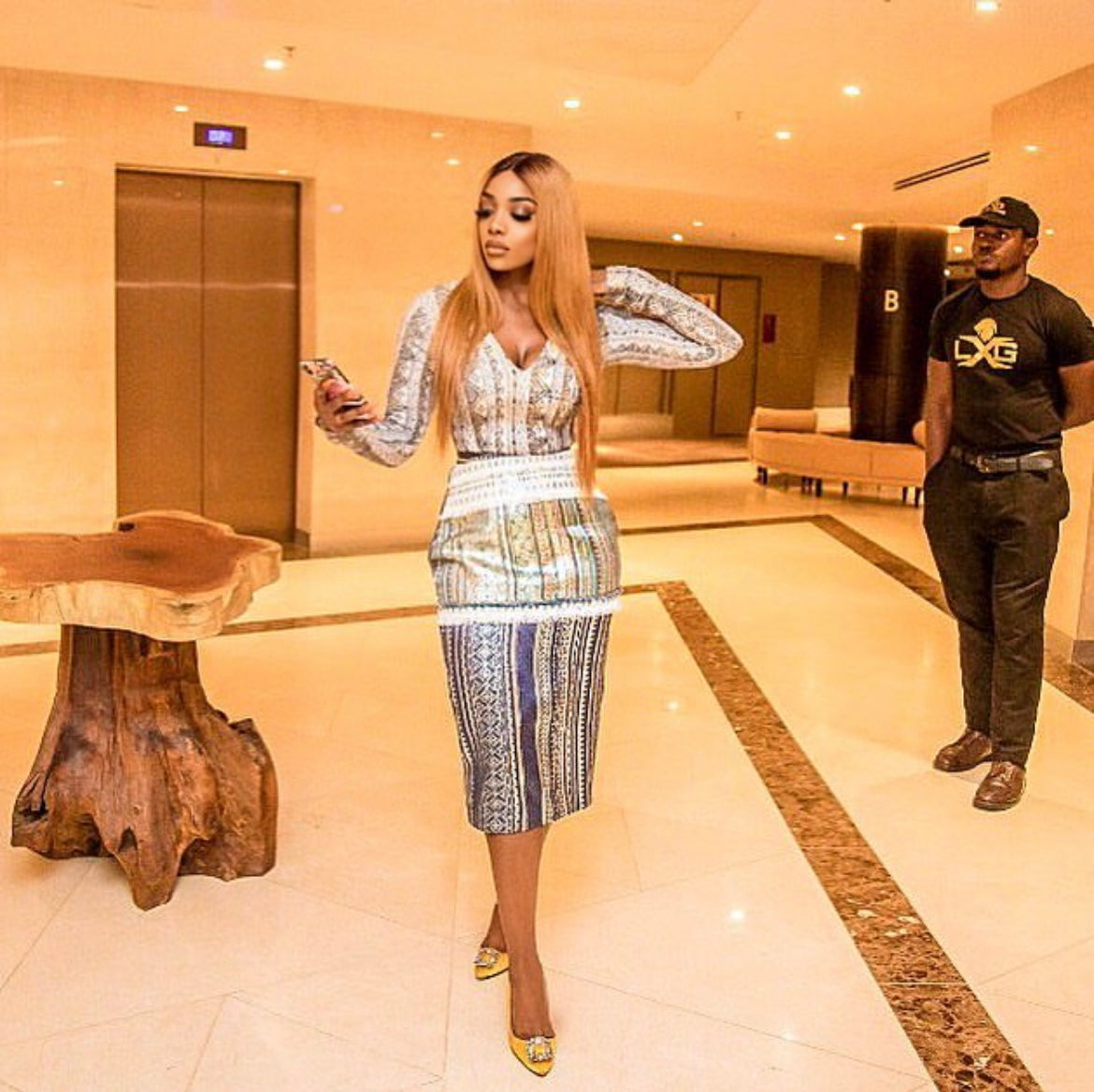 Style temple blue&silver skirt