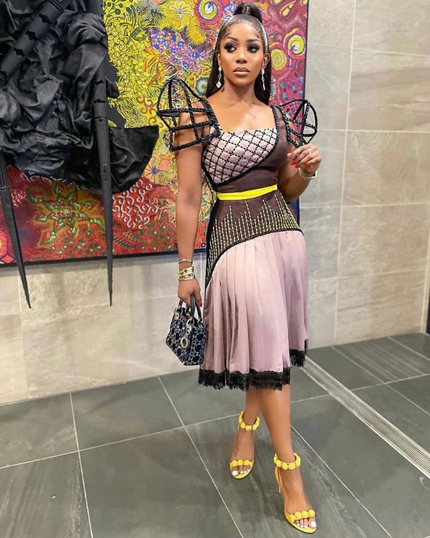 Brown Aso Oke Dress without Cage Sleeve