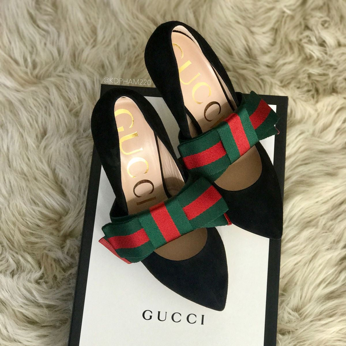 Gucci Black Suede Sylvie Removable Web Bow Pumps