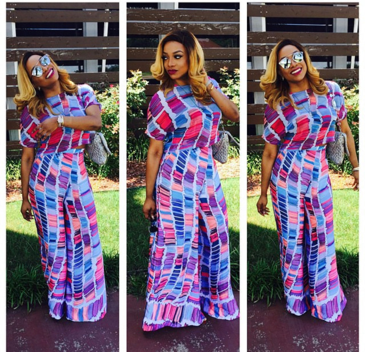 Multi colored 2 piece top & pants