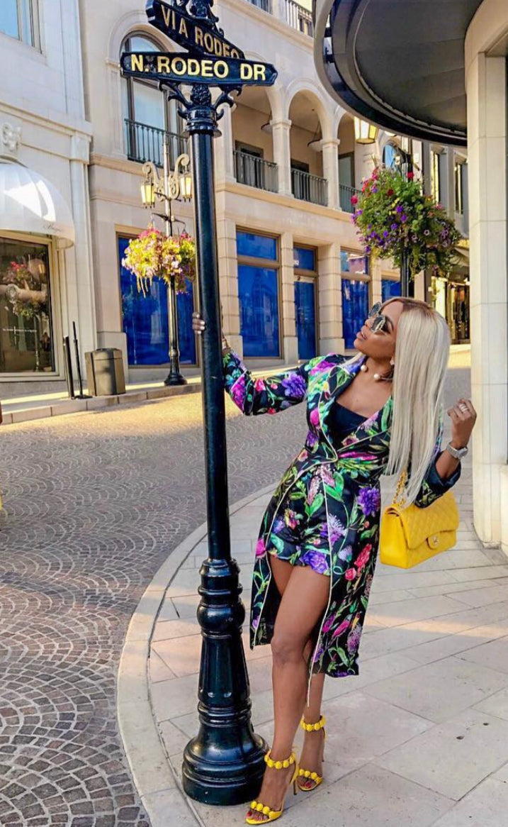 Silk floral 2 piece kimono and shorts