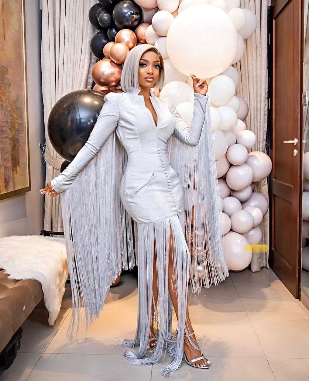 Silver Fringed Jacket Dress