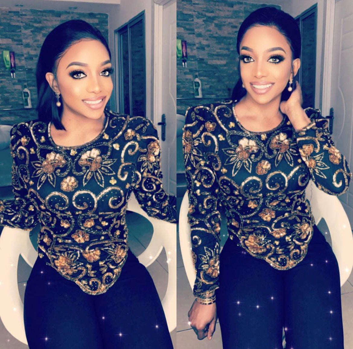 Vintage Gold Beaded Top