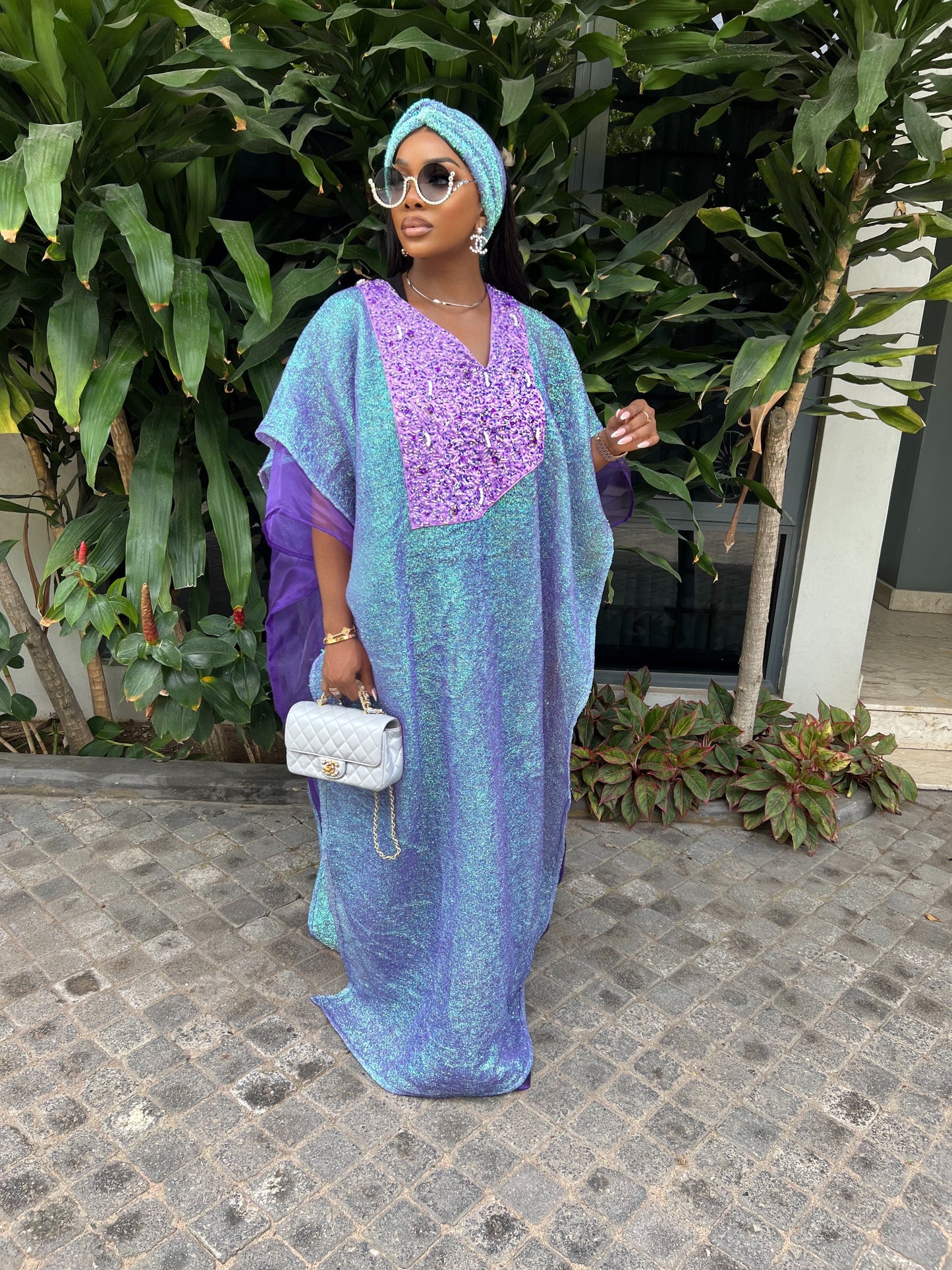 Purple Dahlia agbada