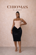 Beige Corset and Black Skirt