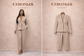 Beige Blazer and Pant Trouser Two Piece