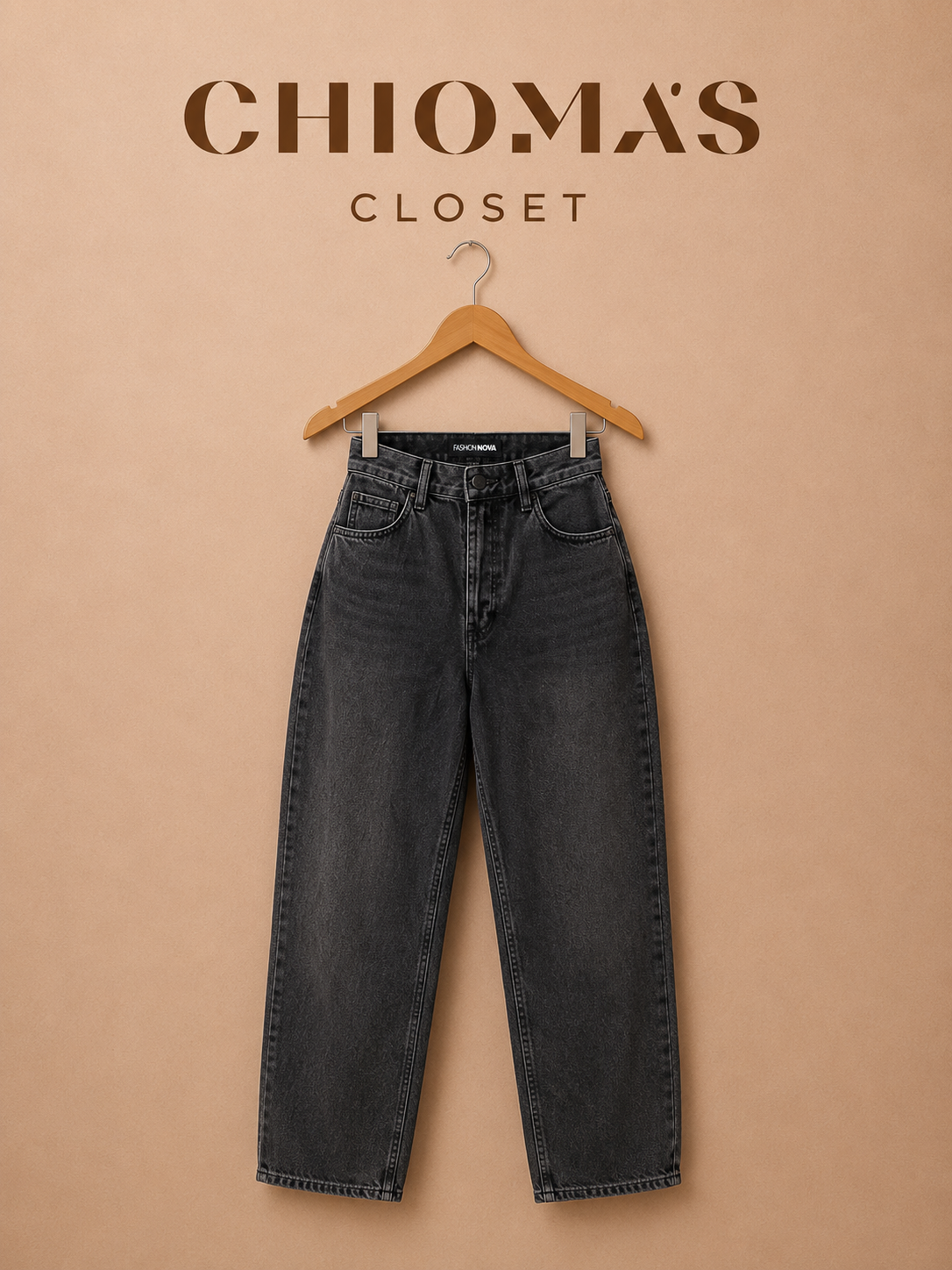 Black Denim Wide Leg Trousers