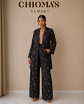 Black Floral Kimono and Pant Set