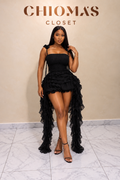 Black Ruffle Corset 3-Piece Set