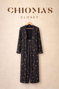 Black Floral Kimono and Pant Set
