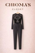 Black Floral Mesh Body Suit and Joggers