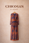 Blue and Orange Animal Print Maxi Dress