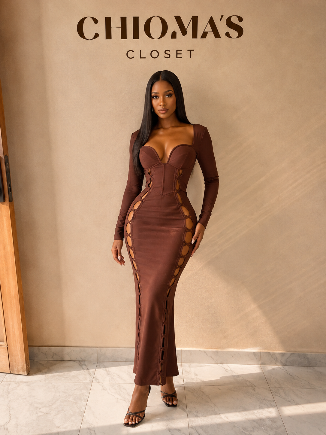 Brown Bandage Maxi Dress