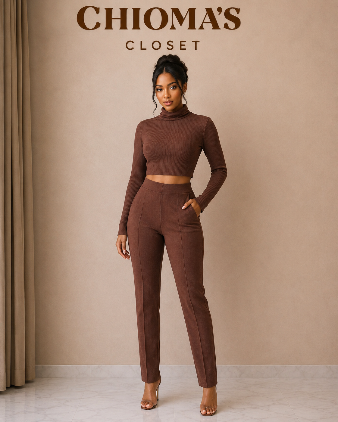 Brown Two piece body suit and leggings