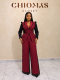Burgundy Tailored Fringe Pant Set