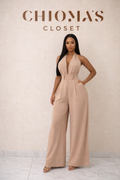 Chioma's Closet Nude Halter-neck Jumpsuit