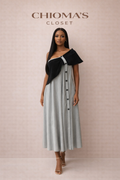 Black Bow Dress With Black Buttons