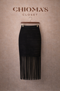 Black Fringe and Patterned Skirt