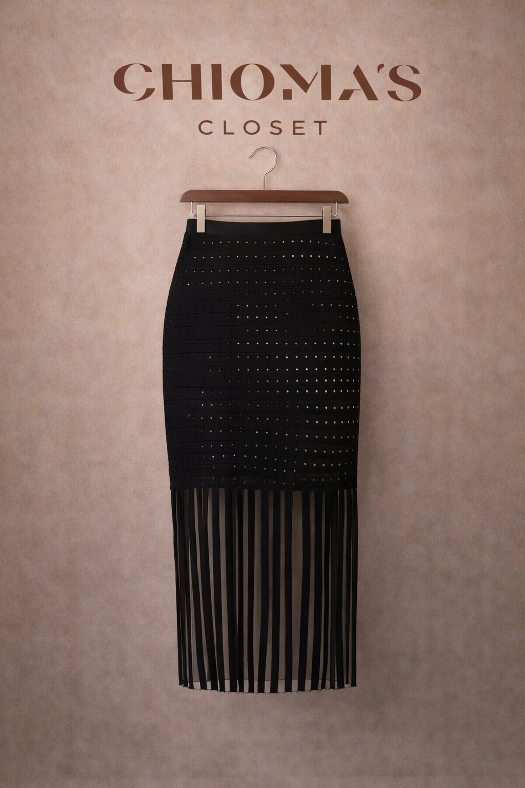 Black Fringe and Patterned Skirt