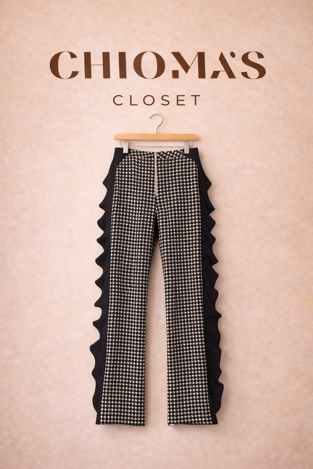 Houndstooth Layered Ruffle Pant