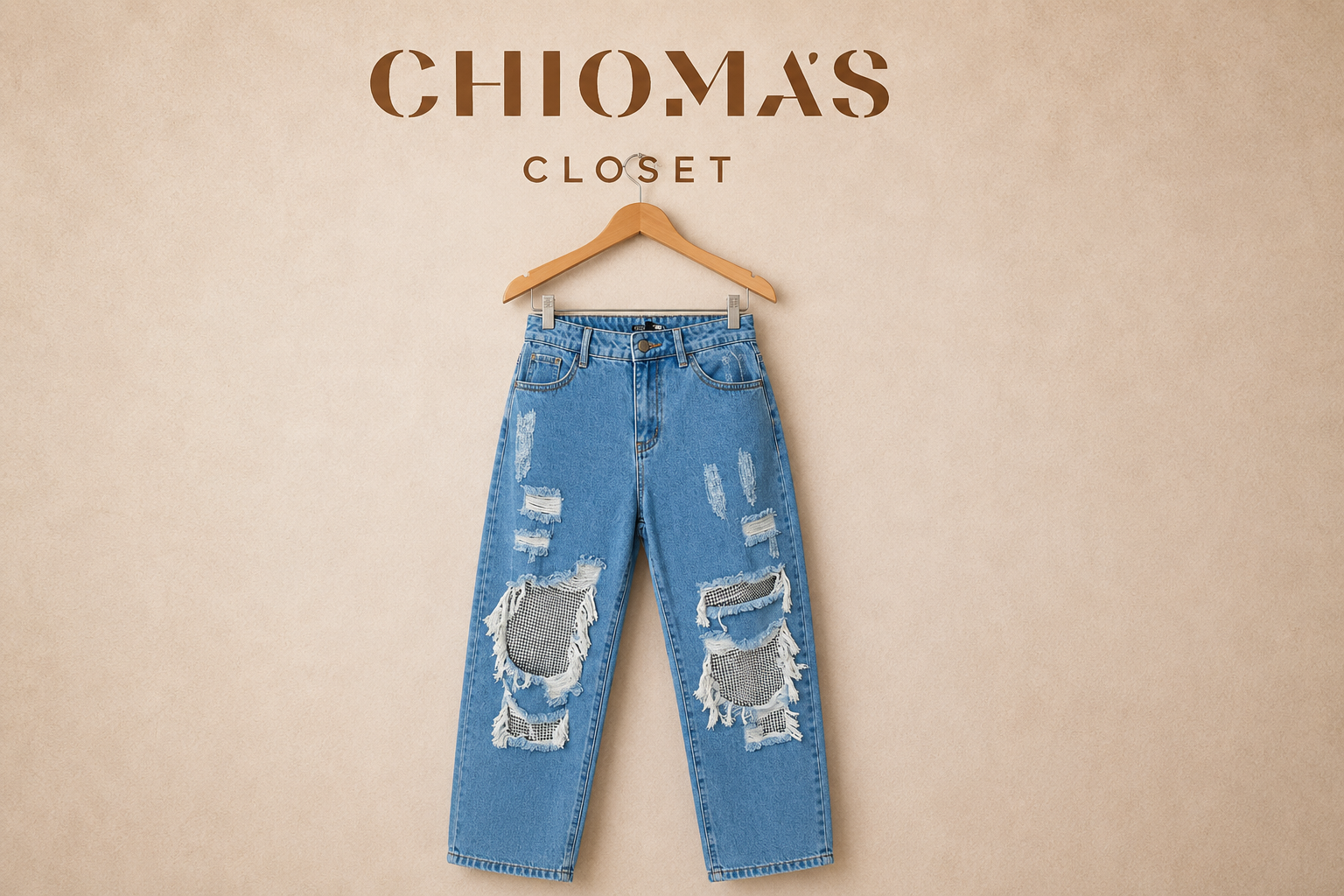 Embellished Light Blue Wash Trousers
