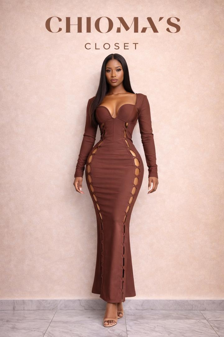 Brown Bandage Maxi Dress