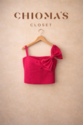 Fuchsia Pink Crop Top with Bow Detail