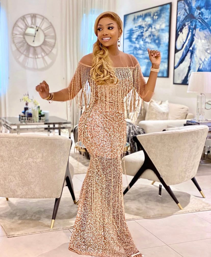 Gold Beaded Tassel Dress