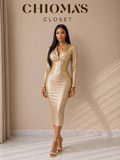 Gold V-neck Dress
