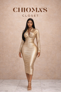 Gold V-neck Dress