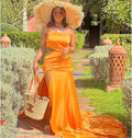 Golden Silhouette Dress with One-shoulder Arm