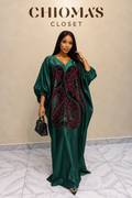 Green Floral Embellished Kaftan