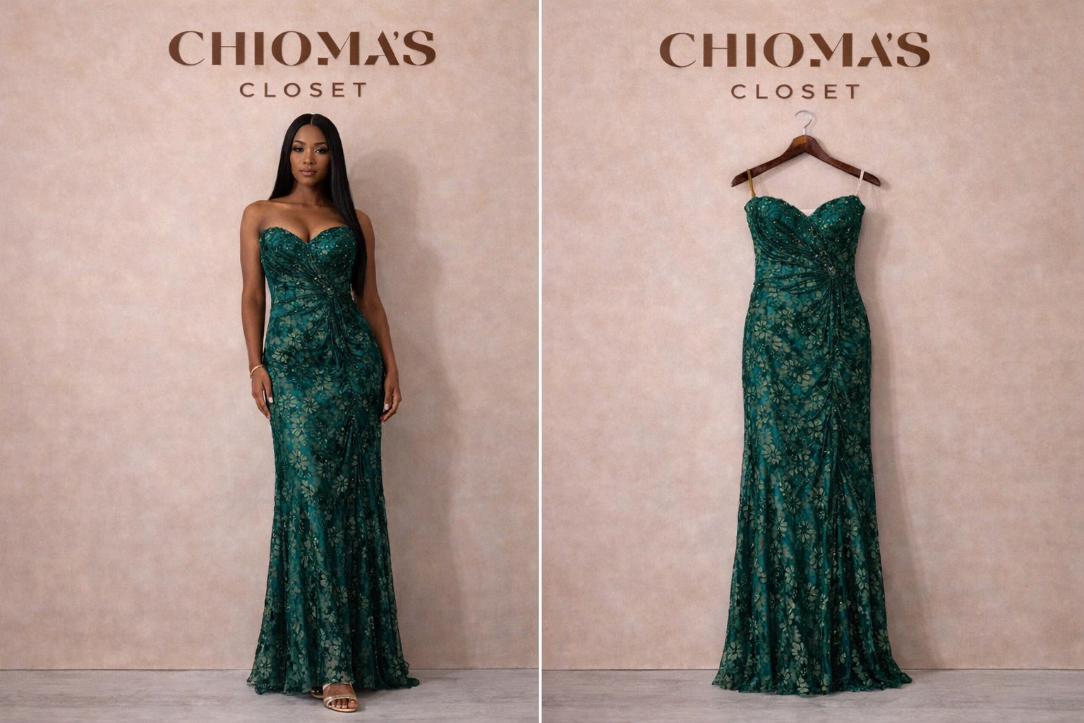 Green Embellished Boobtube Dress