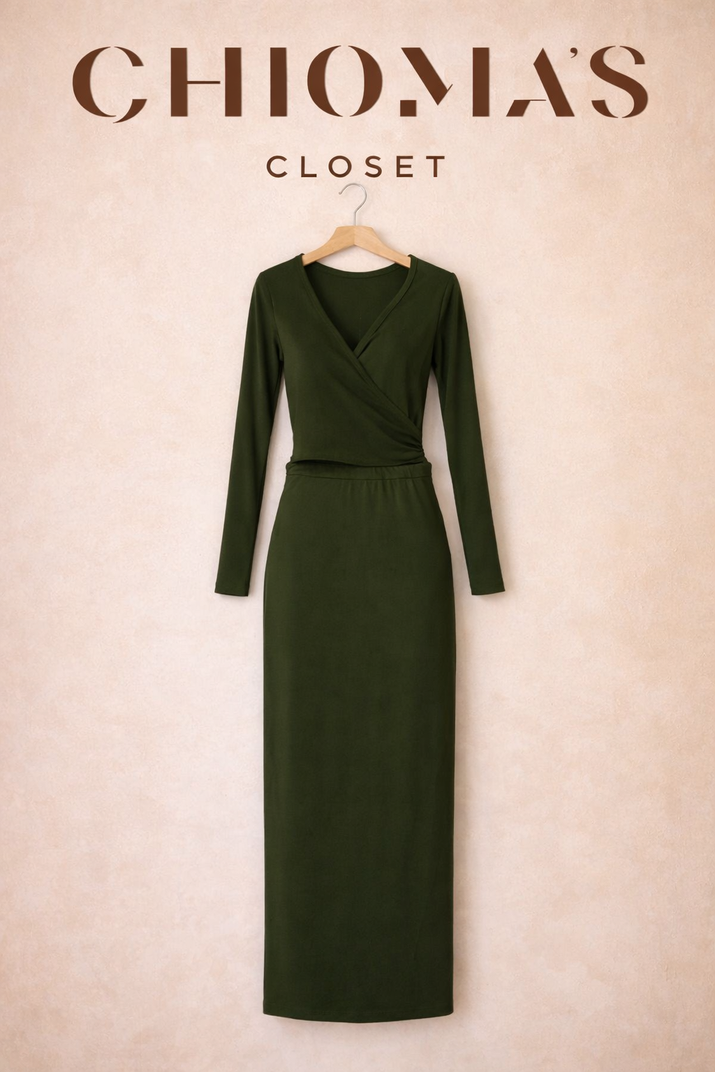 Green Wrap Top Two-Piece