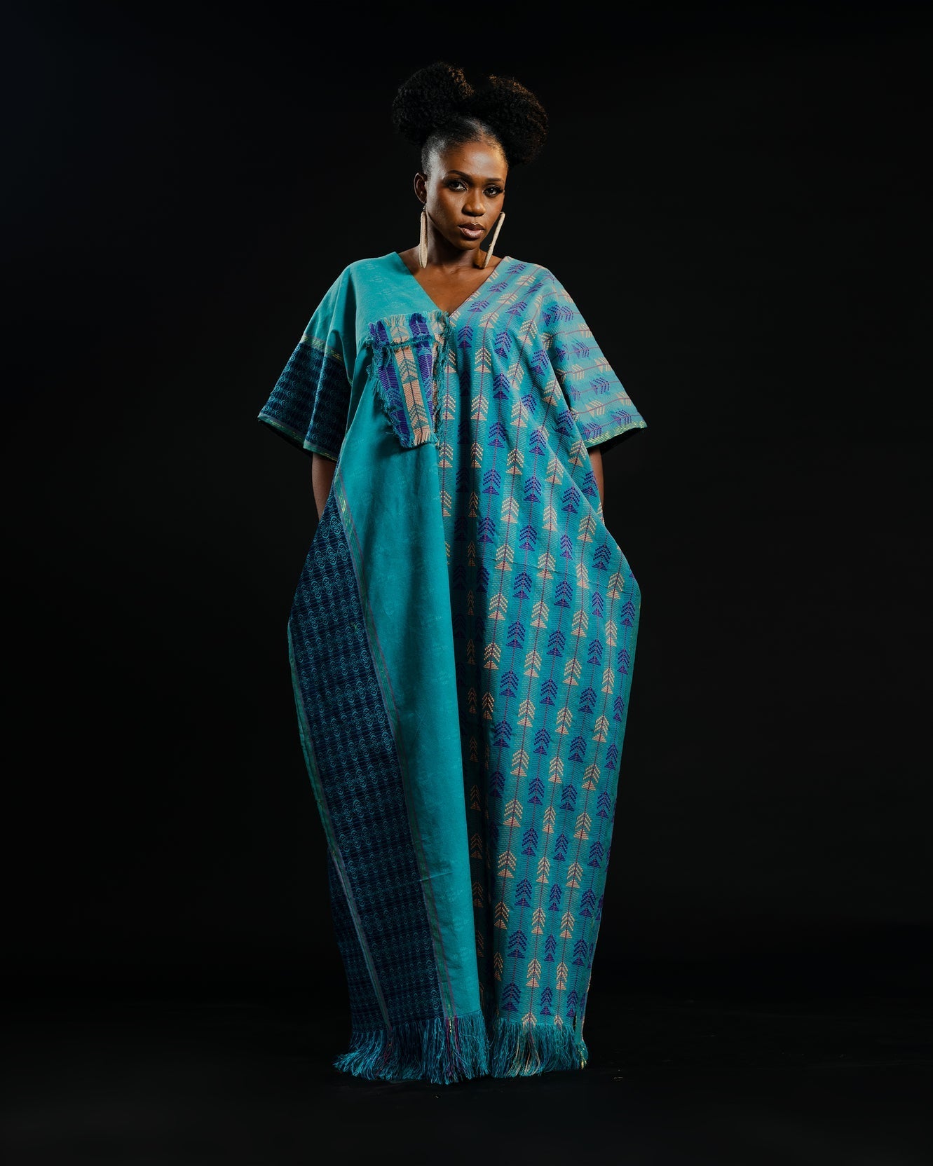 Akwete kaftan Teal