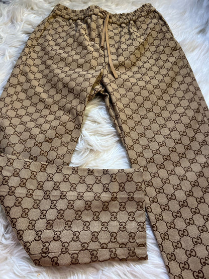 Brand new GG CANVAS TROUSERS WITH LEATHER INTERLOCKING G