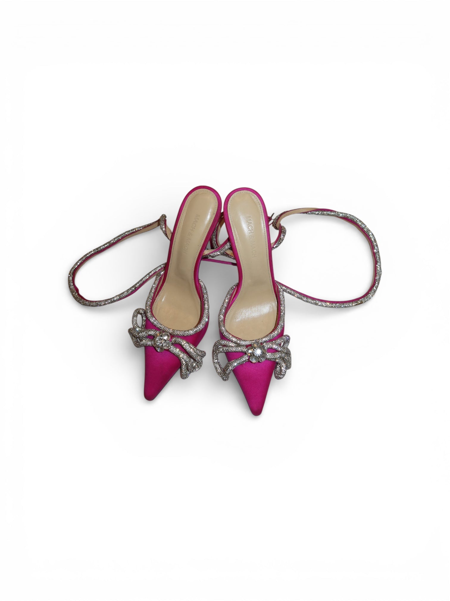 Mach and Mach- Double Bow Satin Pumps(Fuschia pink)