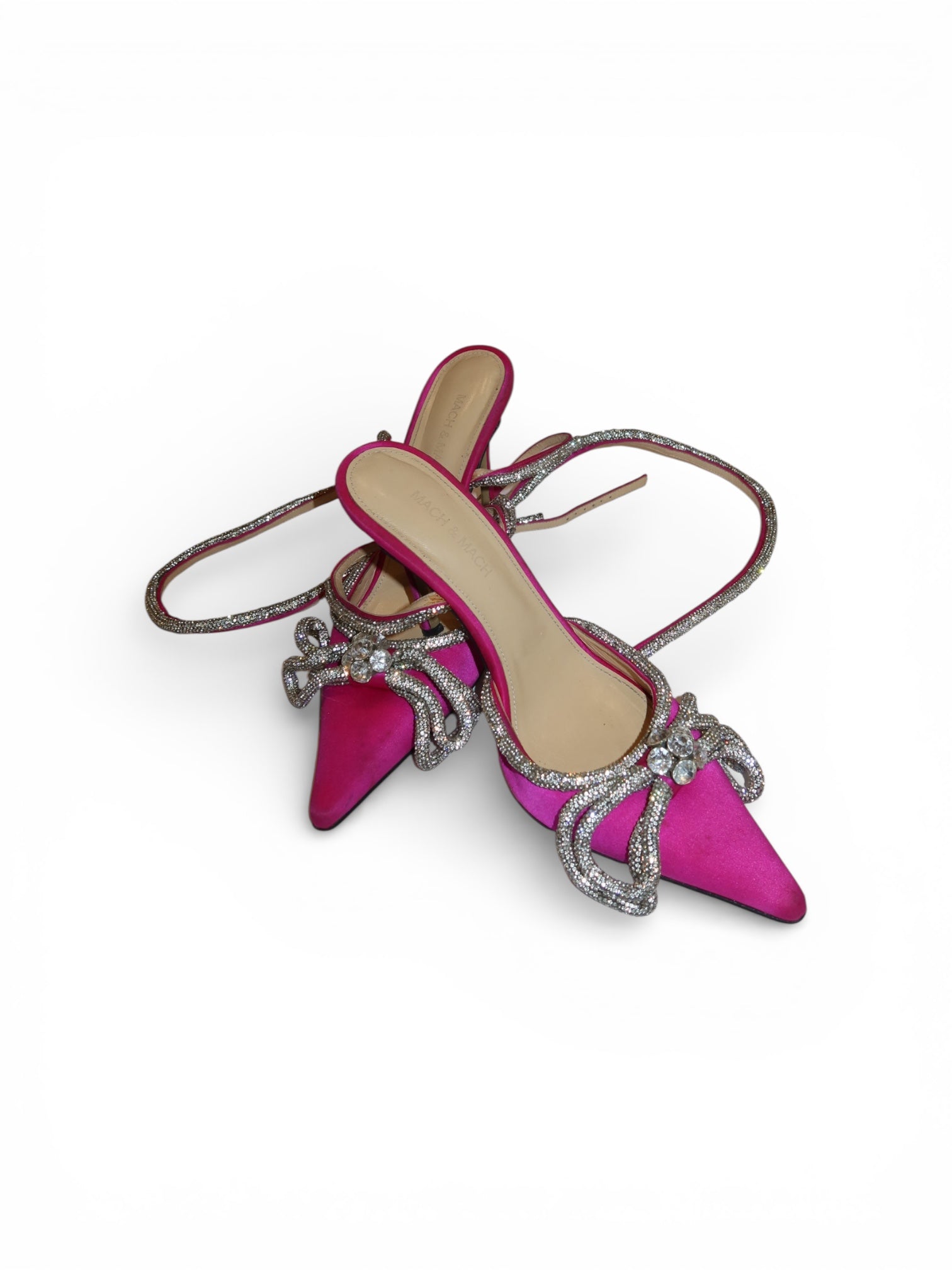 Mach and Mach- Double Bow Satin Pumps(Fuschia pink)