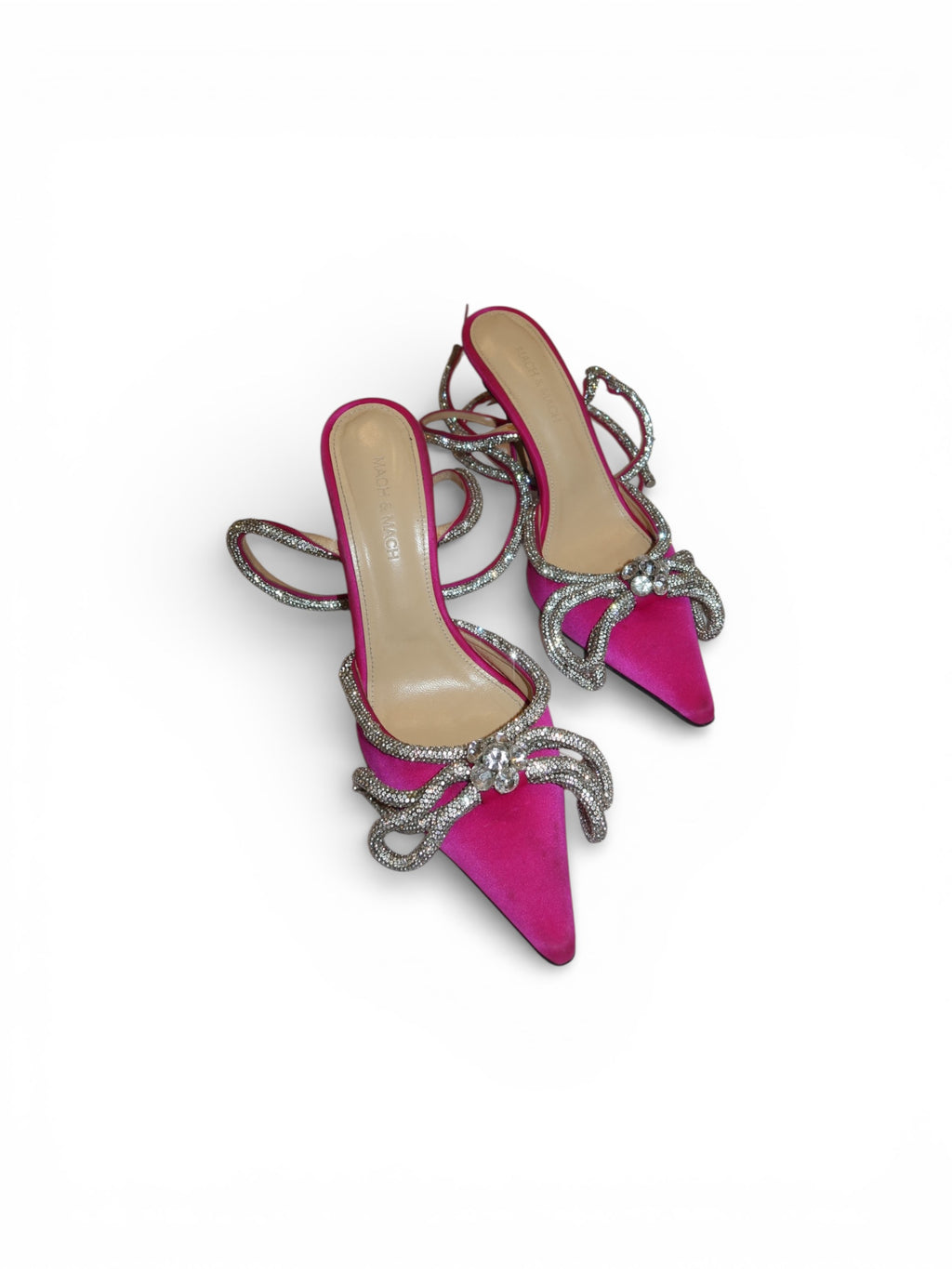 Mach and Mach- Double Bow Satin Pumps(Fuschia pink)