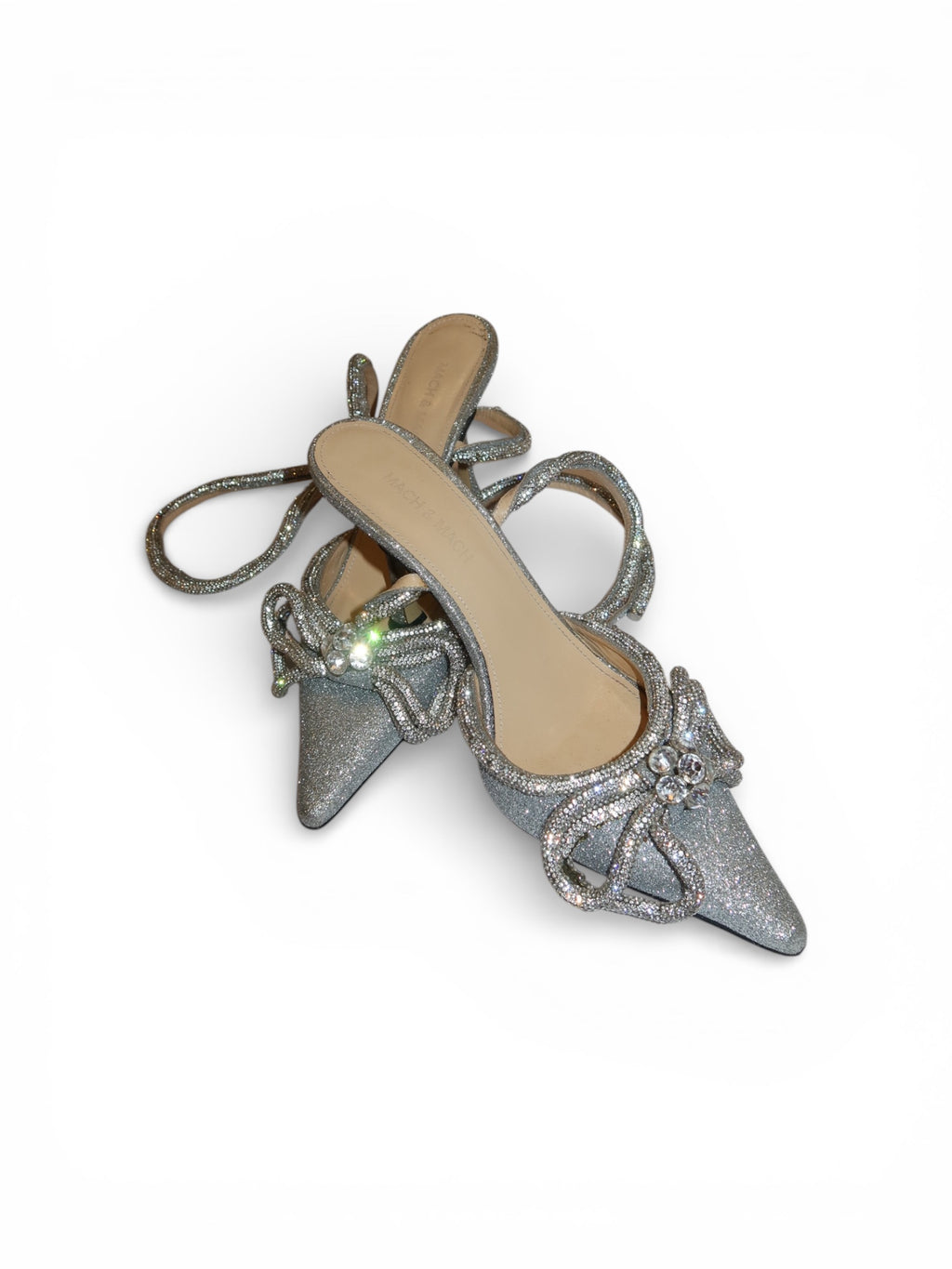 Mach & Mach- Double Bow Glitter Mules