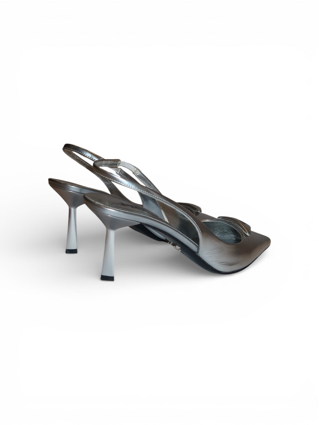 Prada- Triangle-Lo go Metallic Leather Slingback Pumps