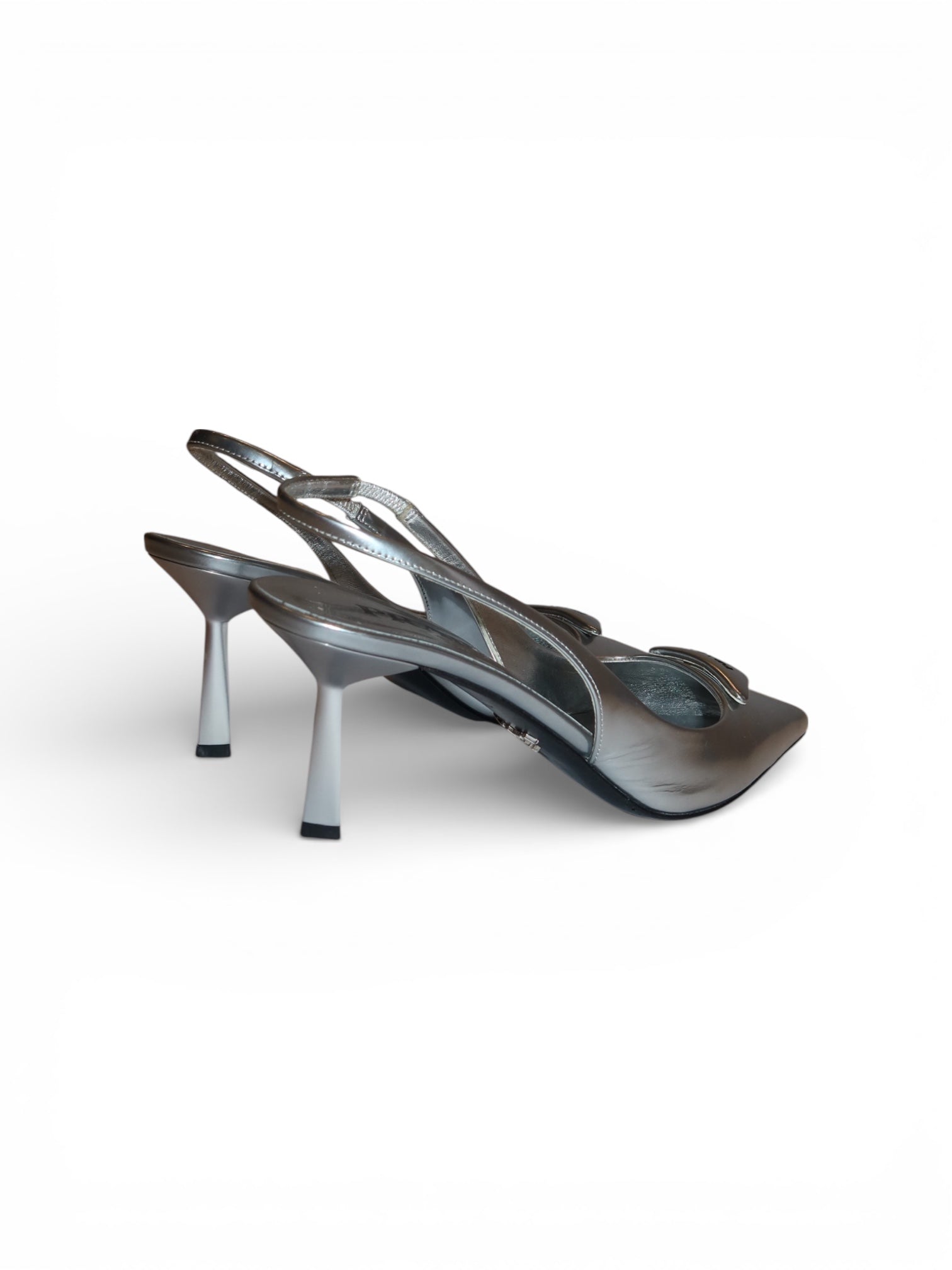 Prada- Triangle-Lo go Metallic Leather Slingback Pumps