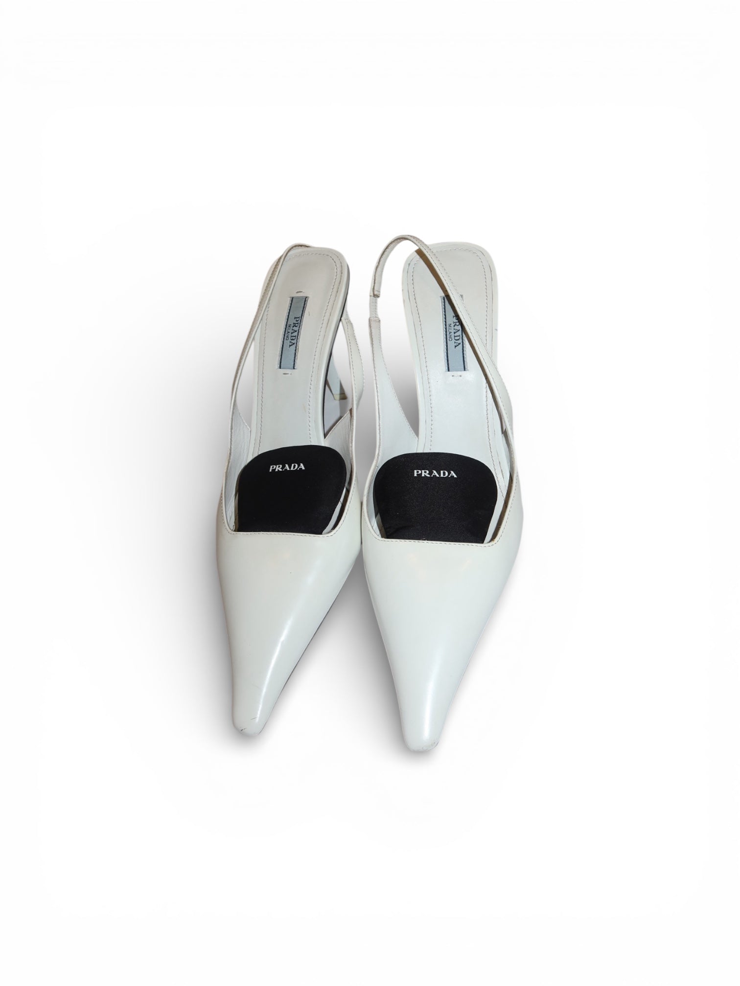 Prada- Spazzolato Leather Slingback Pumps