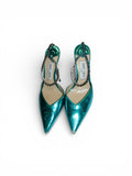 Jimmy Choo- Saeda 100 Metallic Leather Pumps with Crystal Anklet