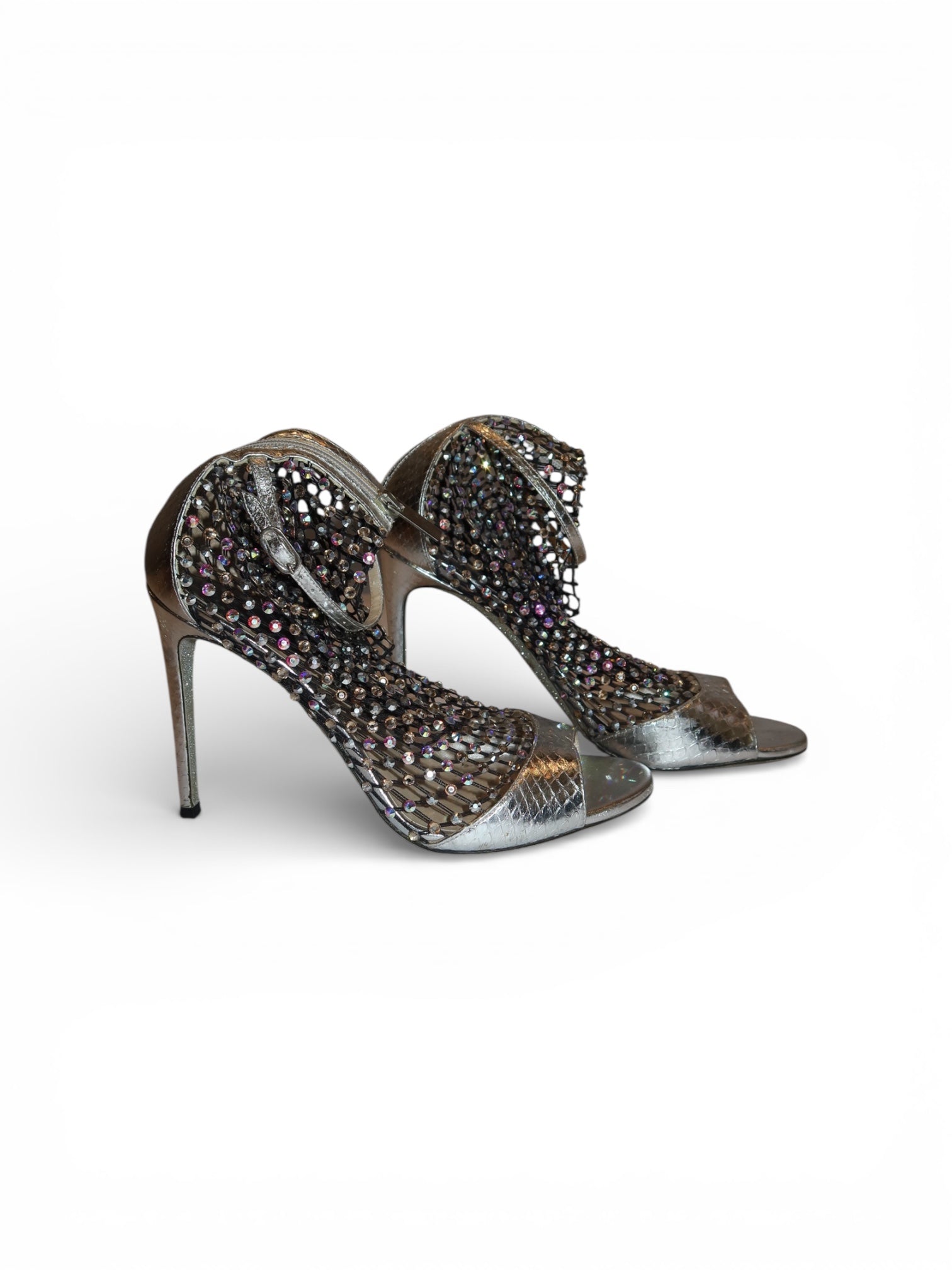 Rene Caovilla Crystal Cage Sandals (Silver)